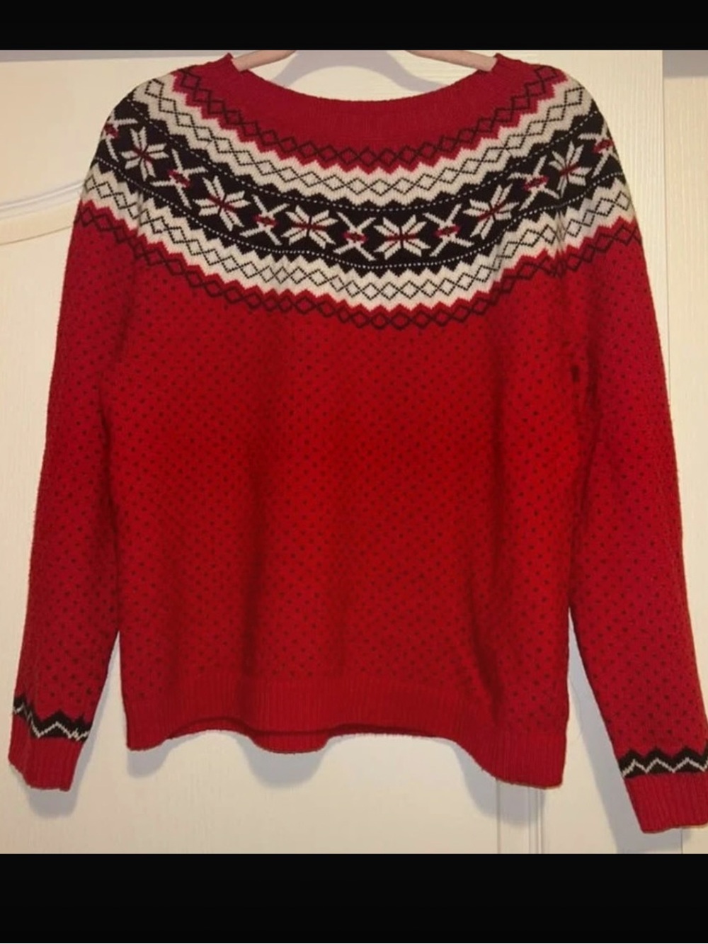 Talbots Petites Red Fair Isle Crewneck Sweater - Women XLP